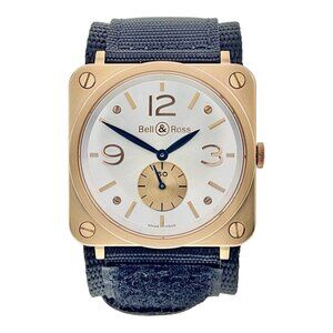 Bell & Ross 18k Rose Gold Silver Color Dial 39mm Manual Wind Men’s BRS-70-R